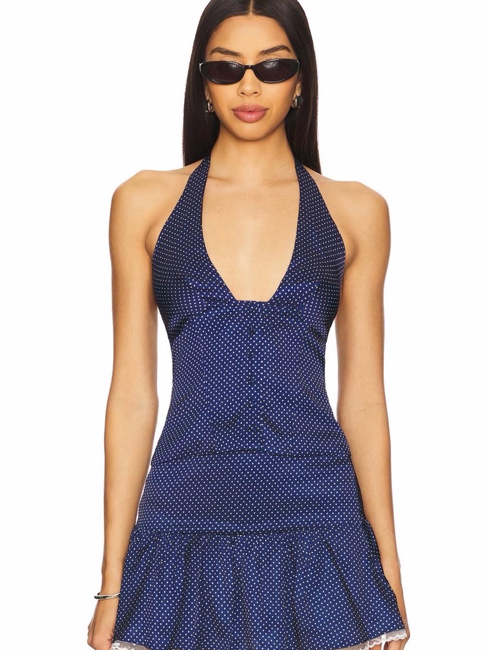 Navy Polka Dot Halter Top
